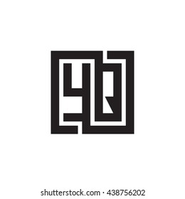 YQ initial letters looping linked square monogram logo