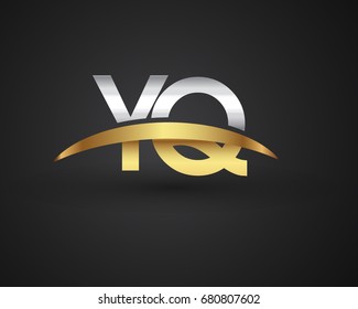 YQ initial logo company name colored gold and silver swoosh design. vector logo for business and company identity.
