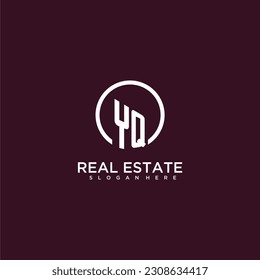 YQ initial monogram building logo for real estate with creative circle style design