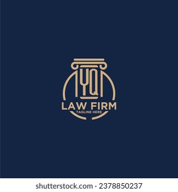 YQ-Anfangsmonogramm für Anwaltskanzlei mit Kreativkreis-Linie