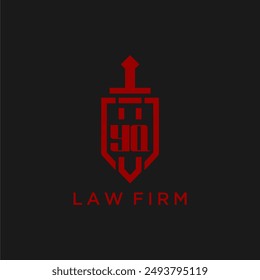 YQ initial monogram for law firm with sword and shield logo image