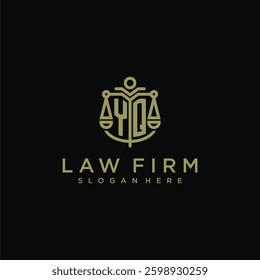 YQ initial monogram logo for lawfirm with scale vector design