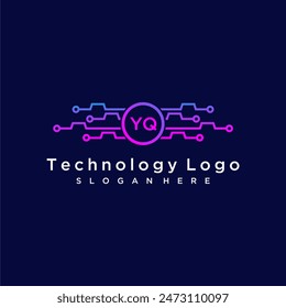 YQ initial monogram for technology logo with circle style design