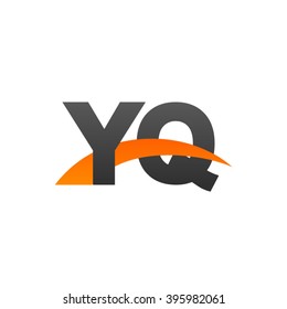 YQ initial overlapping swoosh letter logo black orange