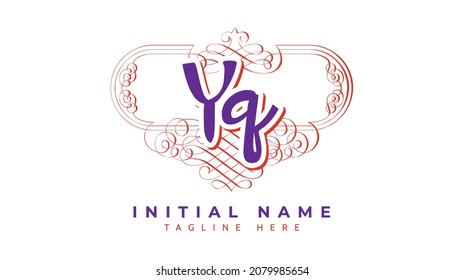 Yq Initials, handwriting logo vector