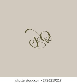 Letra YQ inicial en el logotipo de lujo del monograma de la boda del diseño elegante femenino del concepto del logotipo