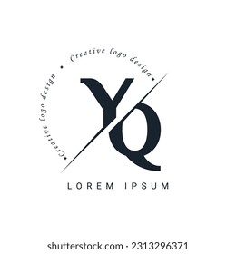 Diseño de logotipo de carta YQ con corte creativo. Diseño de logotipo creativo
