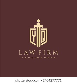 YQ letter monogram for law firm with sword and shield logo image