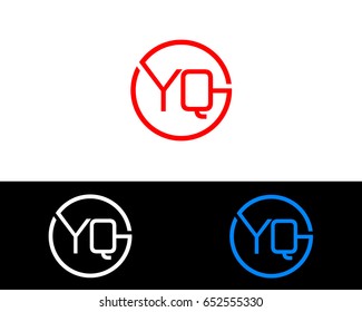 Yq Logo. Letter Design Vector with Red and Black Gold Silver Colors

