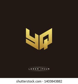 YQ Logo Letter Initial Logo Designs Templete with Gold and Black Background