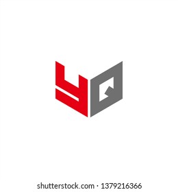YQ Logo Letter Initial With Red and Grey Colors