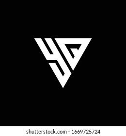 YQ Logo letter monogram with triangle shape design template isolated on black background