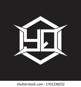 Monograma de logotipo YQ con modelo hexagonal y de cuatro ejes