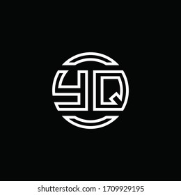 YQ logo monogram with negative space circle rounded design template