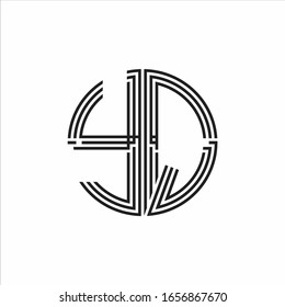 Plantilla de diseño de línea de tres cintas con logotipo YQ aislado en fondo blanco