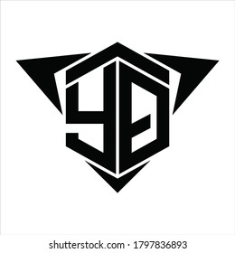 YQ-Logo-Monogramm mit Flügel-Pfeil um die Design-Vorlage auf weißem Hintergrund