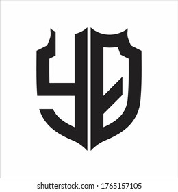YQ Logo Shield-Designvorlage Monogramm-Design auf weißem Hintergrund