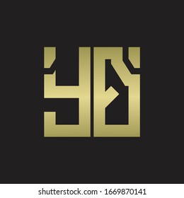 YQ Logo with squere shape design template with gold colors