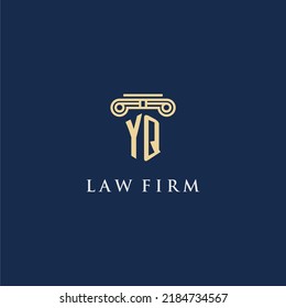 Logotipo inicial del monograma YQ para la firma de abogados con diseño de hitos