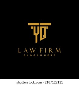 YQ monogram initial logo for lawfirm with pillar design