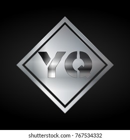 YQ Monogram, Silver Logo, Metal Logo, Luxury, Elegant, Abstract, square