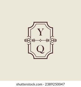 YQ Vintage Hochzeitslogo in hochwertigem professionellem Design, das gut in allen Printmedien drucken wird
