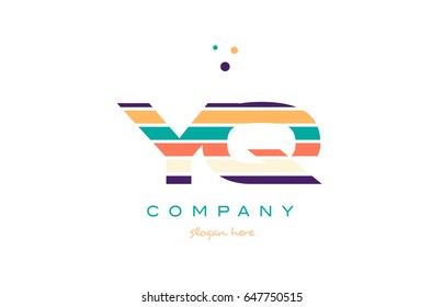 yq y q alphabet letter logo colors colorful line stripe font creative text dots company vector icon design template