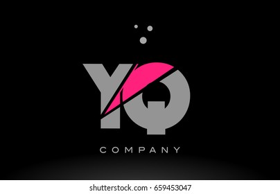 yq y q alphabet letter logo pink grey black creative company vector icon design template