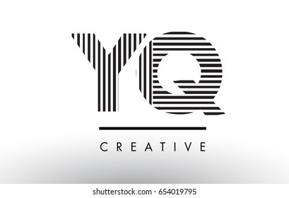 YQ Y Q Black and White Letter Logo Design with Vertical and Horizontal Lines.