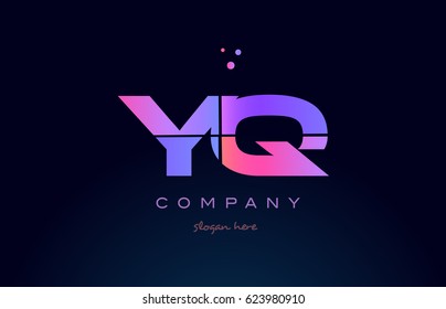 yq y q creative color blue background pink purple blue magenta alphabet letter company logo vector icon design