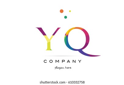 yq y q  creative rainbow colors colored alphabet company letter logo design vector icon template