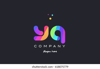 yq y q  creative rainbow green orange blue purple magenta pink artistic alphabet company letter logo design vector icon template