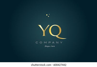 yq y q  gold golden luxury product metal metallic alphabet company letter logo design vector icon template green background