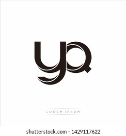 yq y q Initial Letter Split Lowercase Modern Monogram linked outline rounded logo