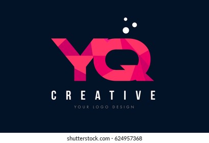 YQ Y Q Purple Letter Logo Design with Low Poly Pink Triangles Concept
