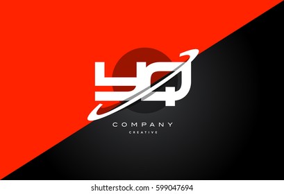 yq y q  red black white technology swoosh alphabet company letter logo design vector icon template 