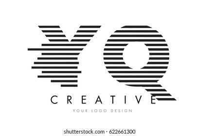 YQ Y Q Zebra Letter Logo Design with Black and White Stripes Vector