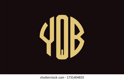 Plantilla de logotipo de marca vectorial de la letra monográfica de YQB Circle Emblem Resumen
