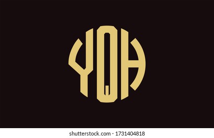 YQH Circle Emblem Abstract Monogram Letter Mark Vector Logo Template