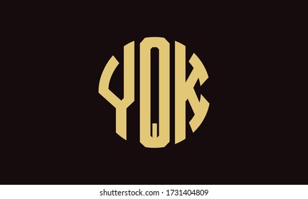YQK Circle Emblem Abstract Monogram Letter Mark Vector Logo Template