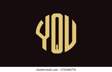 YQU Circle Emblem Abstract Monogram Letter Mark Vector Logo-Vorlage