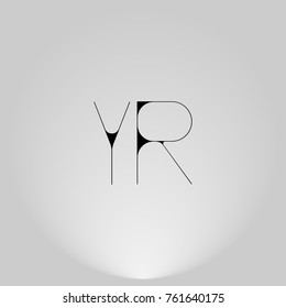 YR Black thin minimalist LOGO Design with Highlight on Gray background.
