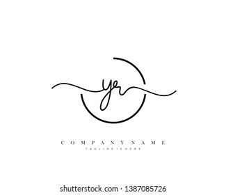 YR initial handwriting logo template vector