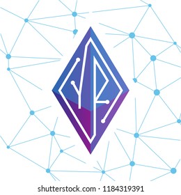 YR Initial letter block chain logo icon vector template. Looping mono line circuit letter on rhombus cube logo