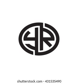 YR initial letters looping linked ellipse monogram logo