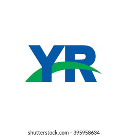 YR initial overlapping swoosh letter logo blue green