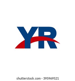 YR initial overlapping swoosh letter logo blue red