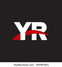 YR initial overlapping swoosh letter logo white red black background
