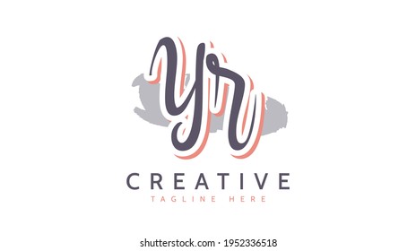 YR Initials, handwriting logo vector