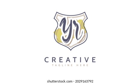 YR Initials, handwriting logo vector